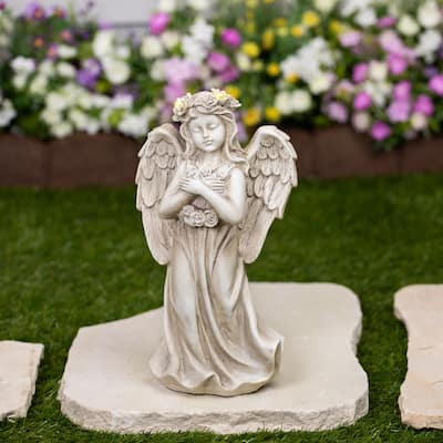 LED Lighted Standing Cherub Angel Statue - 12"