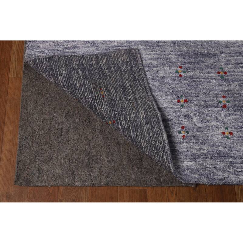 Hand Knotted Oriental 100% Wool Carpet Tribal Tribal Navy Blue & Blues Gabbeh Area Rug - 12' 1'' X 9' 1''