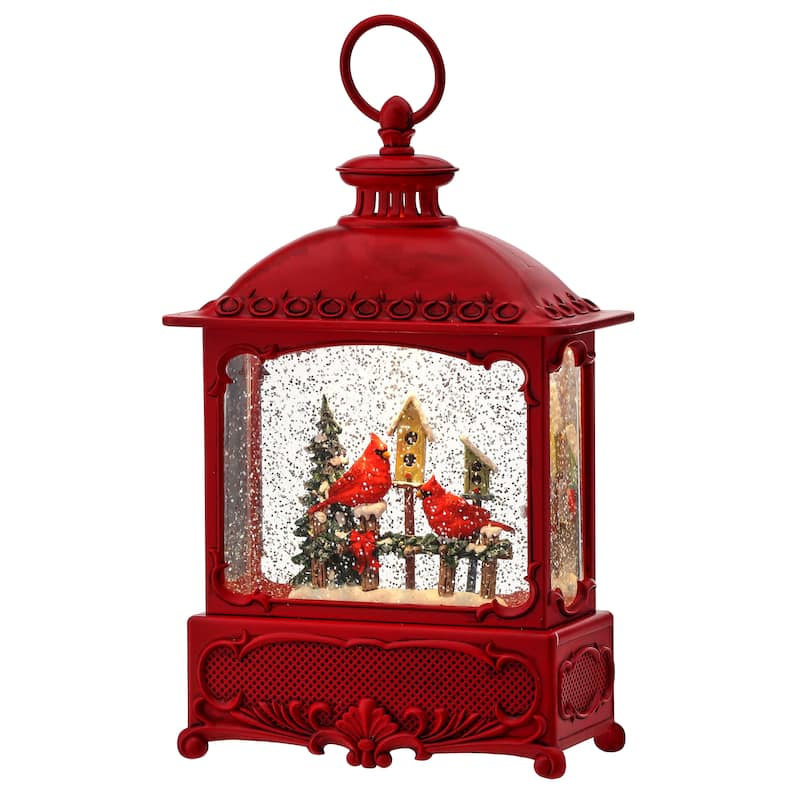 11" LED Cardinal Lantern Water Globe Usb