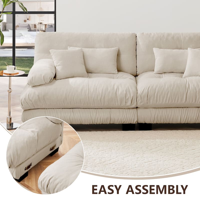 133.8" 3 Seater Modular Sofa, Oversized Upholstered Sectional Couches for Living Room, Chenille Fabric Couch Set with Ottoman