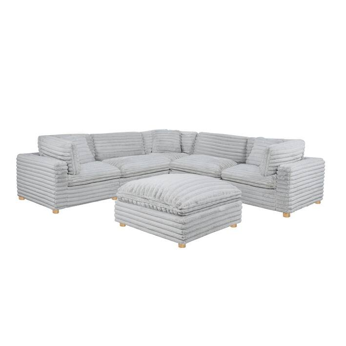 Best Quality Furniture 4-Piece Section Corduroy Modular
