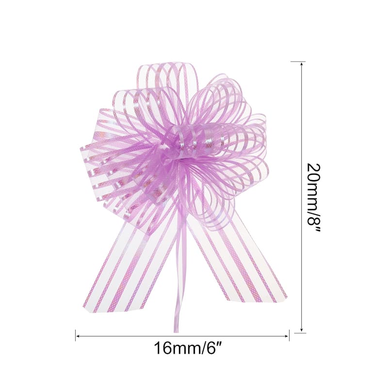 5pcs 6 Inch Organza Large Pull Bow Gift Wrapping Bows Chiffon - Light Purple