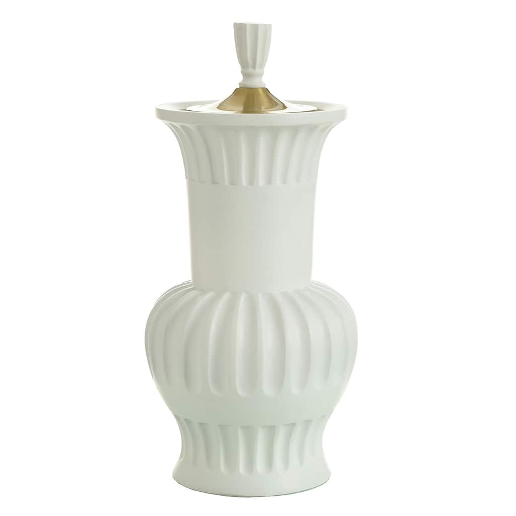 Dann Foley Lifestyle - Pleated Decorative Urn Vase with Lid - Brass Finish