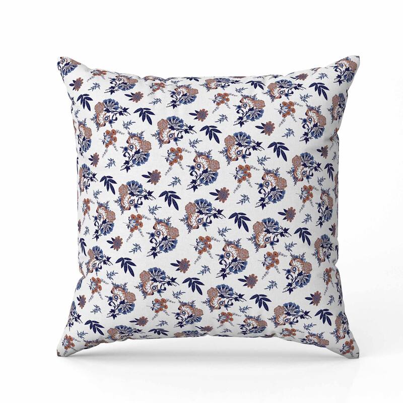 Rose Dreams Faux Suede Reversible Throw Pillow White and Blue