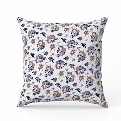 Rose Dreams Indoor/Outdoor Reversible Throw Pillow White and Blue
