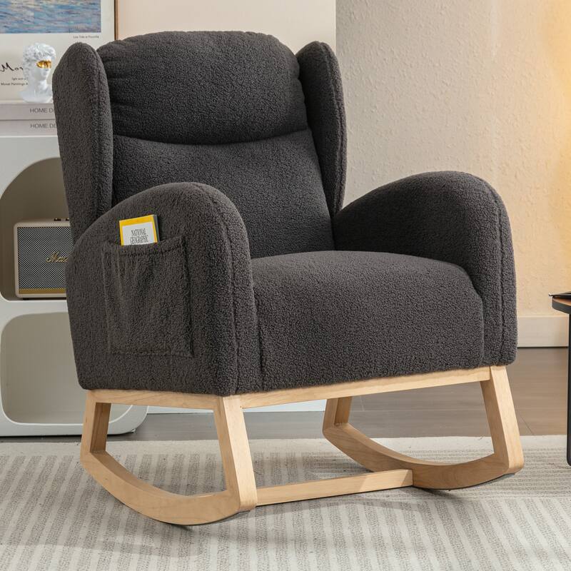 GDFStudio- Harper Modern Tufted Back Teddy Rocking Chair for Living Room or Bedroom Comfort