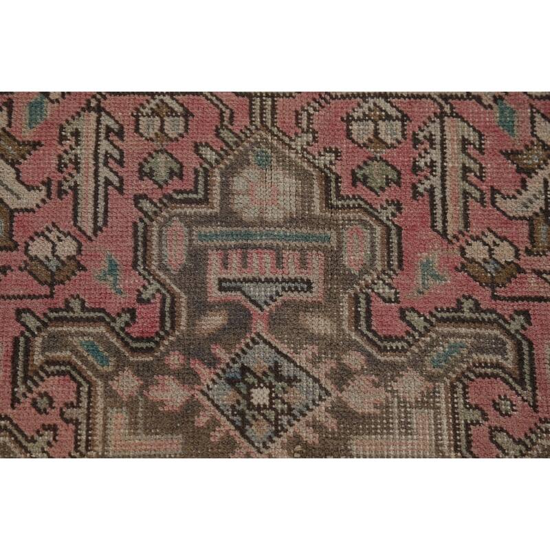 Distressed Pink Tabriz Vintage Persian Rug Hand-Knotted Wool Carpet - 9'2" x 12'8"