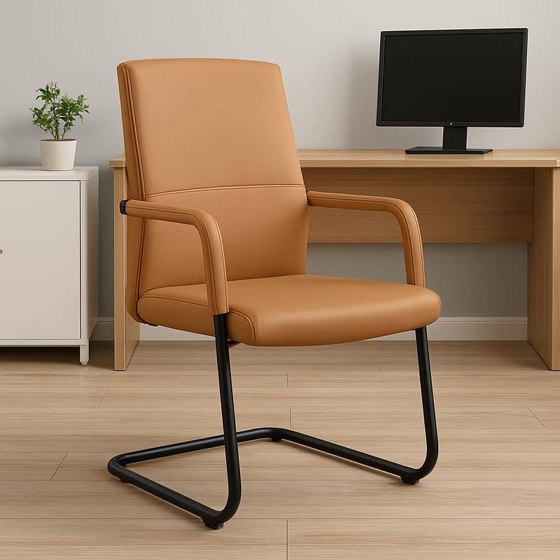 Evander Padded Leather Office Chair with Aluminum Frame, Fixed Armrests, Sponge Cushion, Easy-Clean Design & Quick Assembly