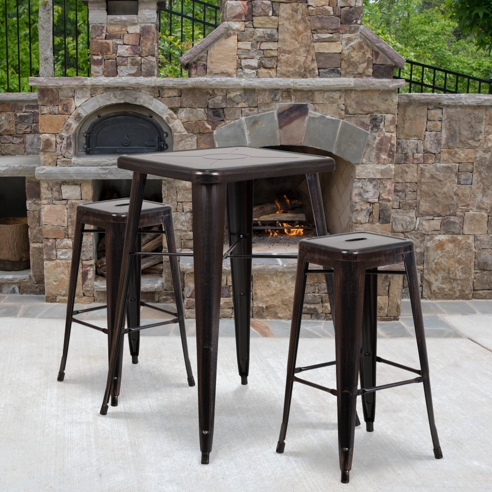 4 Pack 30" High Backless Metal Indoor-Outdoor Barstool with Square Seat