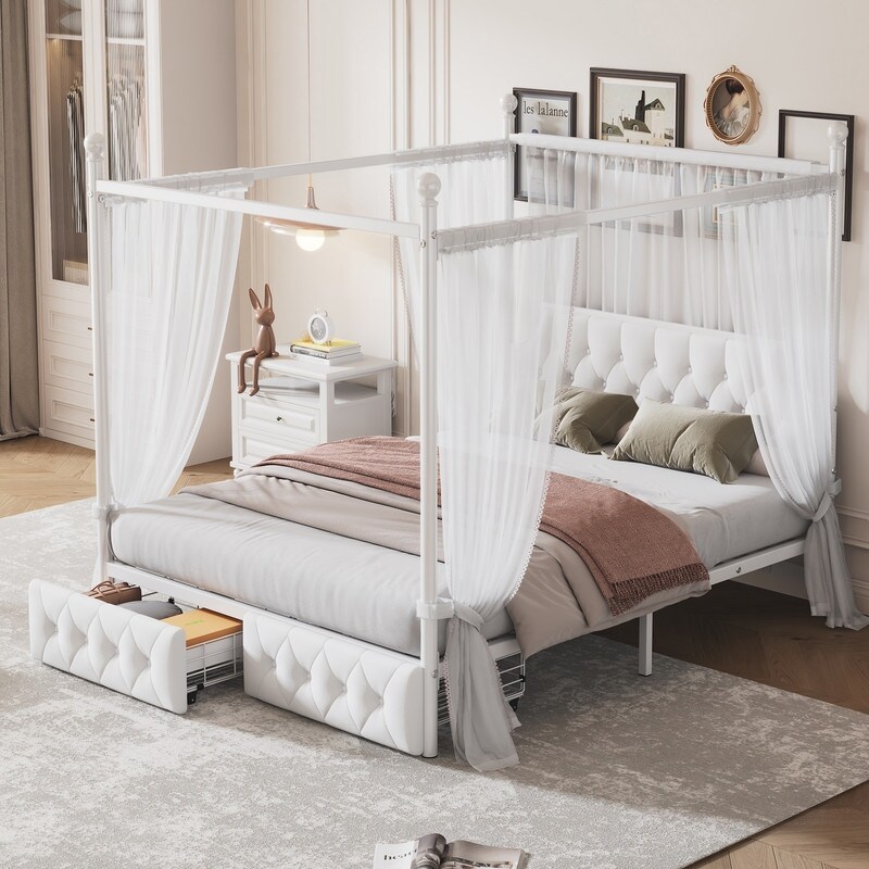 Modern Design King Size Metal Canopy Platform Bed with Modern Design King Size Metal Canopy Platform Bed with