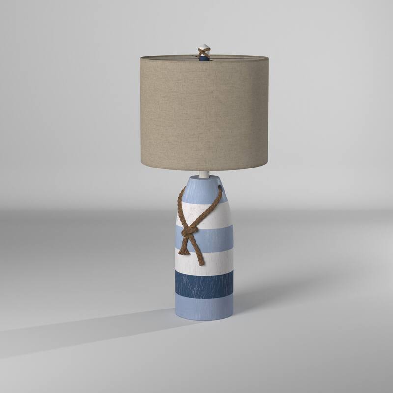 StyleCraft Nautical Striped Blue with Rope Detail Table Lamp