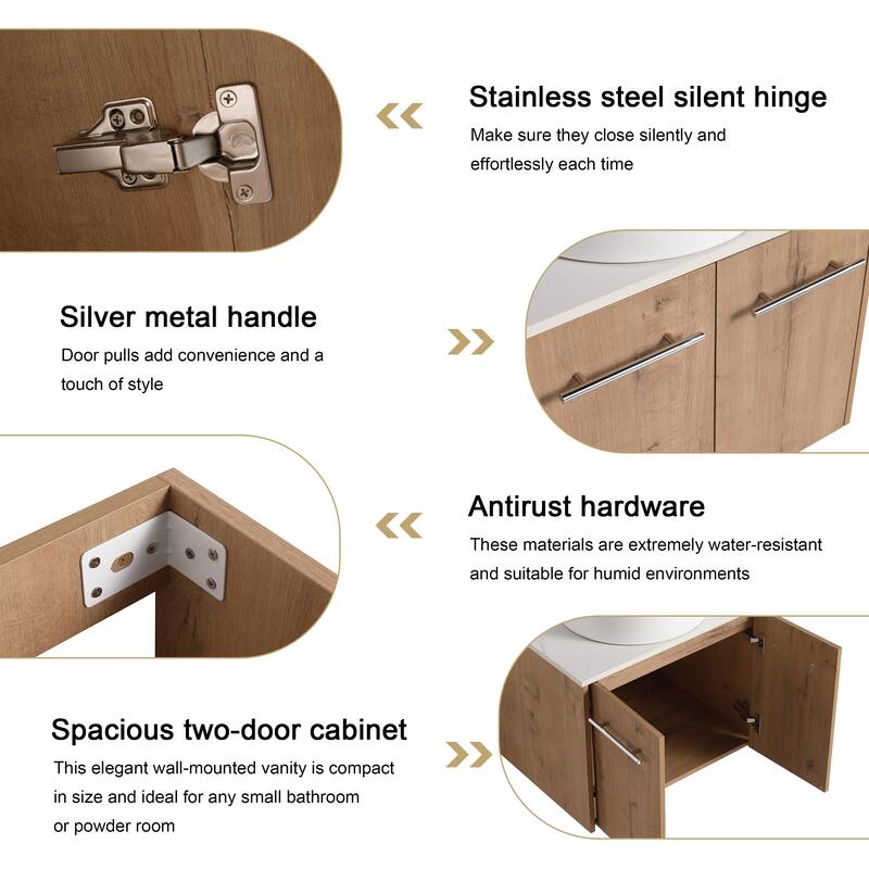 ARTCHIRLY 24"/30" Bathroom Vanity with Sink, Floating Bathroom Vanity with 2 Soft Close Doors