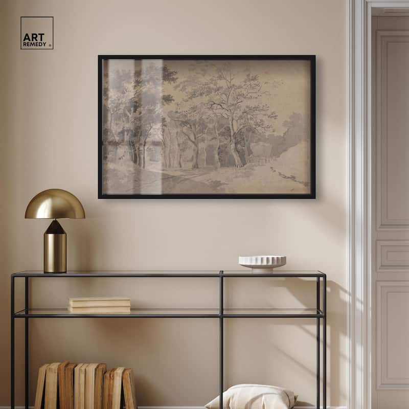Grove with Road and Haycart Shadowbox by Art Remedy