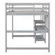 preview thumbnail 13 of 14, Full Size Wooden Loft Bed with Shelves, Desk and Writing Board