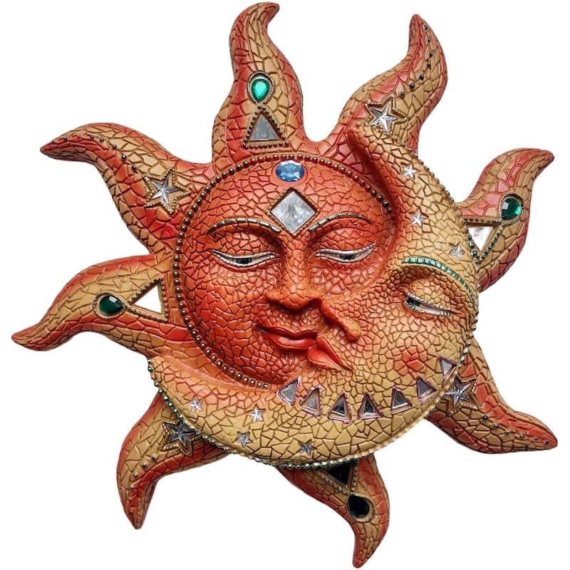 Q-Max Mosaic Sun and Moon Wall Decor - Orange/Yellow - Large