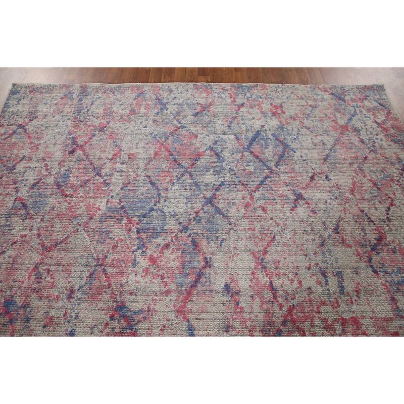Trellis Abstract Modern Area Rug Handmade Wool Carpet - 8'0"x 10'0"