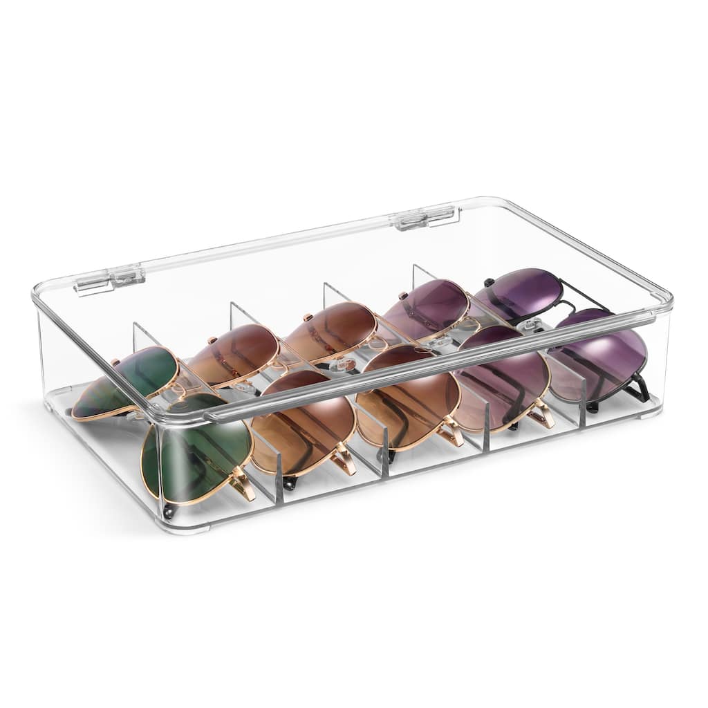 Sorbus Sunglasses Organizer - Plastic Stackable Eyeglass Storage Case