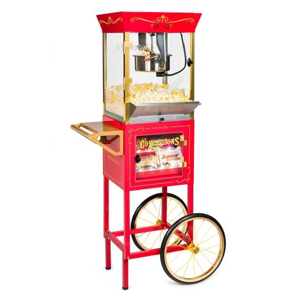 slide 2 of 13, Nostalgia NKPCONCRT10RD Concession Popcorn Cart