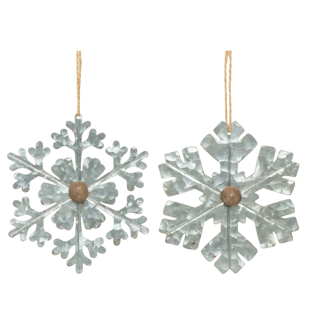 Transpac Metal 6 in. Grey Christmas Delicate Snowflake Ornament Set of 2