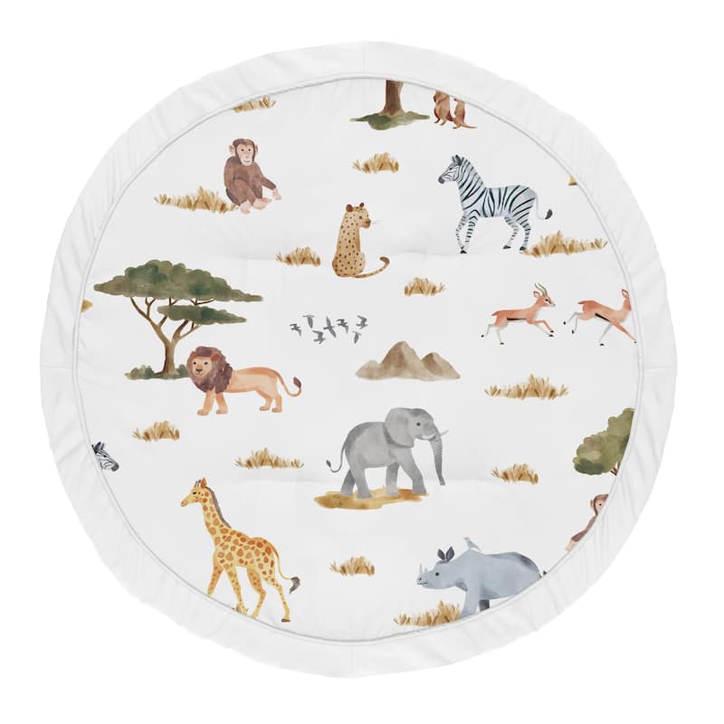 Sweet Jojo Designs Jungle Animals Baby Tummy Time Playmat Hunter Green Grey Black and White Safari Elephant Giraffe Lion Monkey