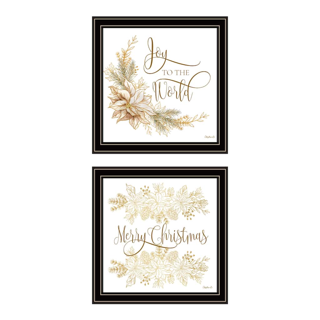 2-Piece Framed Wall Art Set - Golden Merry Christmas, Black Frame
