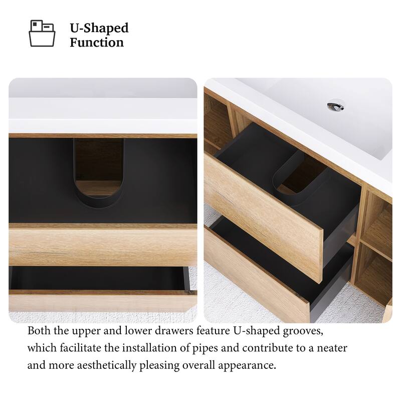 Floating Bathroom Vanity with Integrated Resin Top