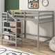 preview thumbnail 1 of 11, Nordic Simple Full Size Loft Bed with Built-in Storage Staircase and Hanger for Clothes for Kids, Teens, Girls, Boys, Gray Gray