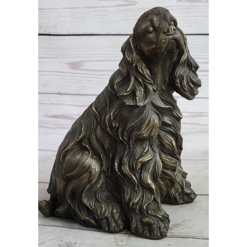 Bronze Metal Figurine Sculpture Statue Of A Dog er Spaniel Or King Charles Cavalier
