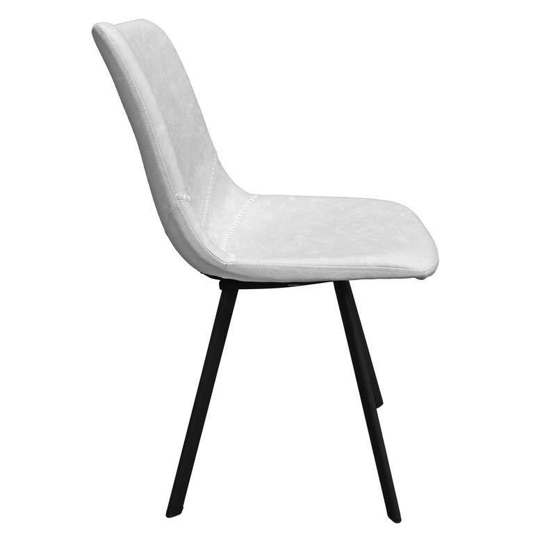 Markley Dining Chair with Leather Seat in Black Steel Legs, Scratch-Resistant, Ergonomic & Comfortable Modern Kitchen Chair