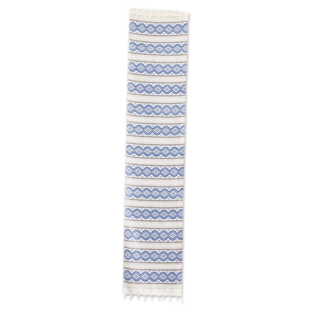 Novica Handmade Azure Diamond Cotton Table Runner