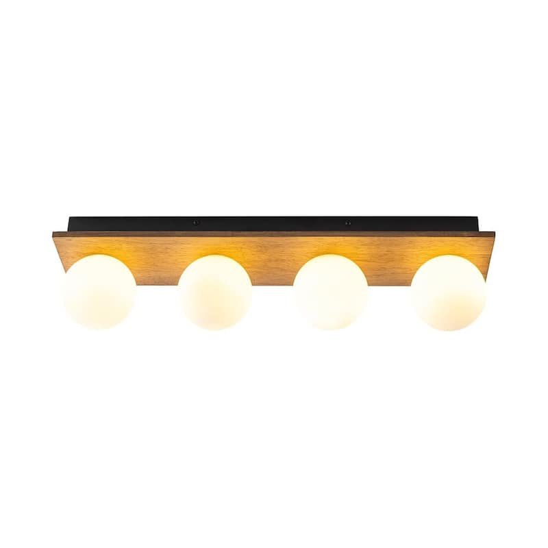 Italy Vintage Wood Glass Globe Linear Wall Ceiling Light