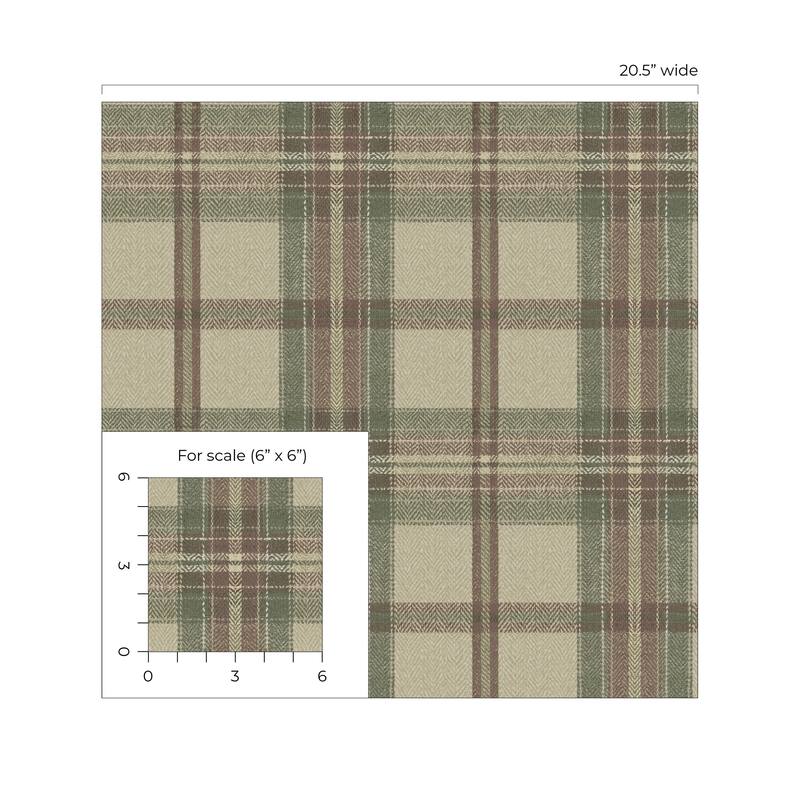 Harry & Grace Herringbone Plaid Premium Matte Non-Woven Peel and Stick Wallpaper