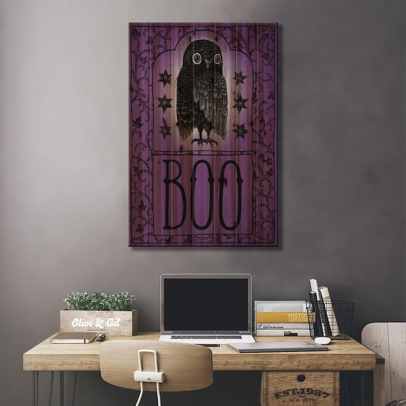 Boo Print On Wood by Sara Zieve Miller - Multi-Color