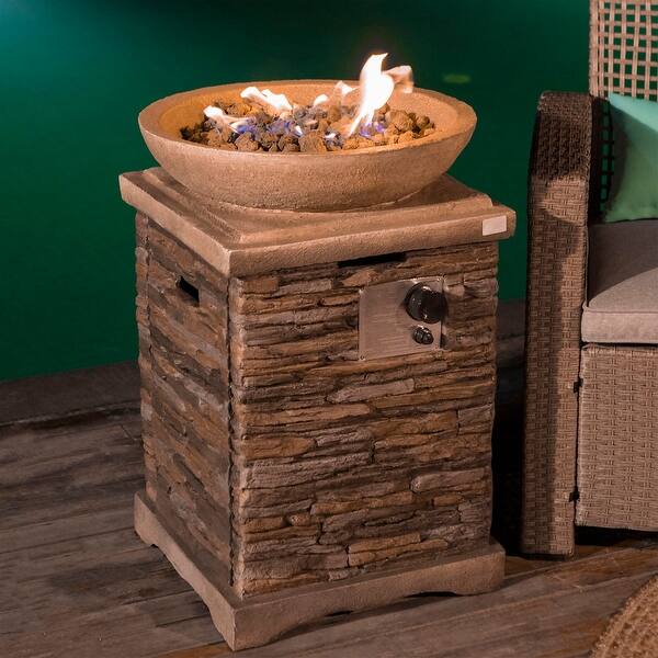 Cosiest Outdoor Propane Fire Pit Table With 20 Inch Square Base Round Bowl Overstock 31483588