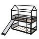 preview thumbnail 5 of 23, Modern Roof Design Twin over Twin Solid Pine Wood Bunk Bed with Full Length Guardrail, Side Ladder and Slide