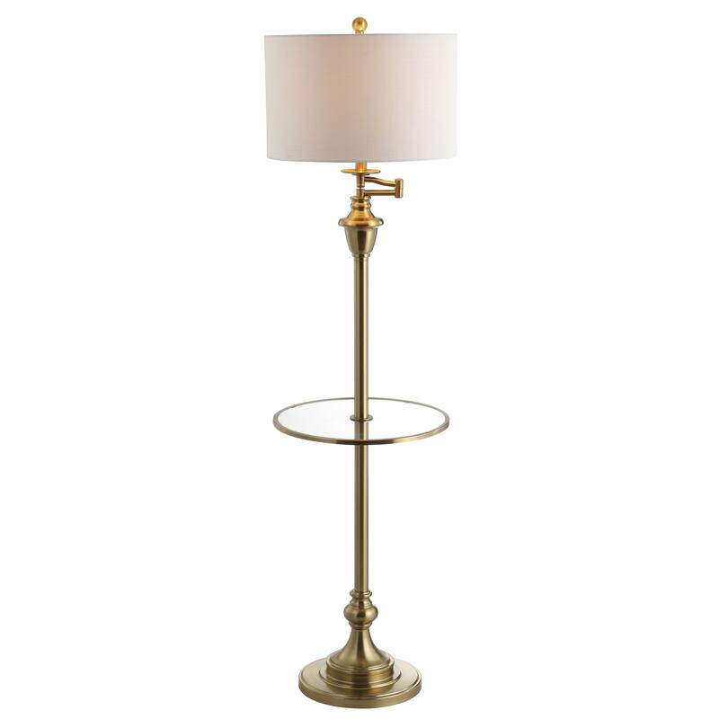 Luce 60" Metal/Glass LED Side Table and Floor Lamp, Chrome by JONATHAN Y - 60" H x 16" W x 16" D