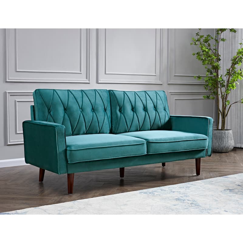 Feemster 69.3" Wide Velvet Tufted Cushion Back Sofa - Blue-Green
