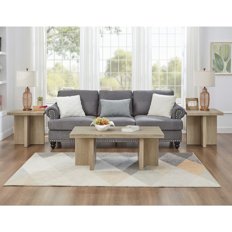 Roundhill Furniture Mchome 3-Piece Coffee Table Set, Coffee Table and Two End Tables