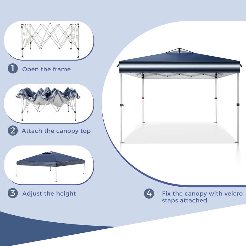 10x10 Pop-up Canopy Portable Lightweight FoldingTent, Adjustable Height Instant Gazebo Canopy with Wheeled Bag