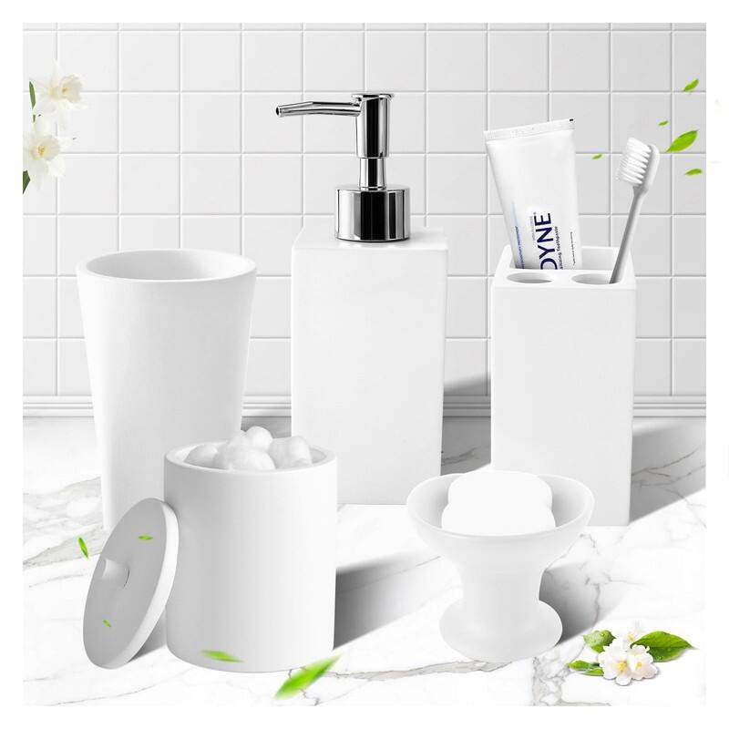 5Pcs Resin Pink Bathroom Sets
