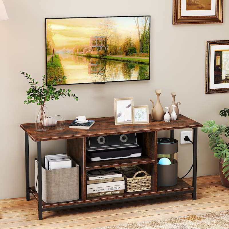 Gymax TV Stand for TVs up to 50 Inches 3-Tier Industrial Entertainment