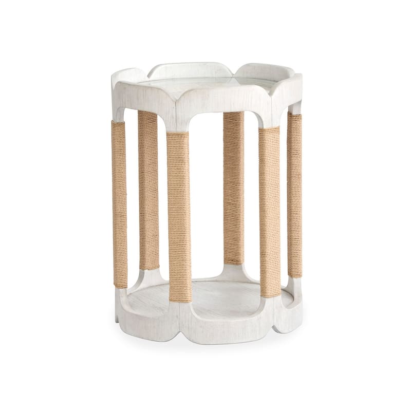 Magnussen Home Sunset Cove Moonlight Pearl Drum Table - 18''W x 18''D x 24''H