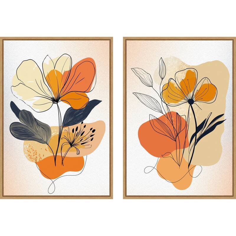 Amanti Art Ember Blooms No. 1 & 3 2 Piece by Sally Ann Moss Framed Canvas Wall Art