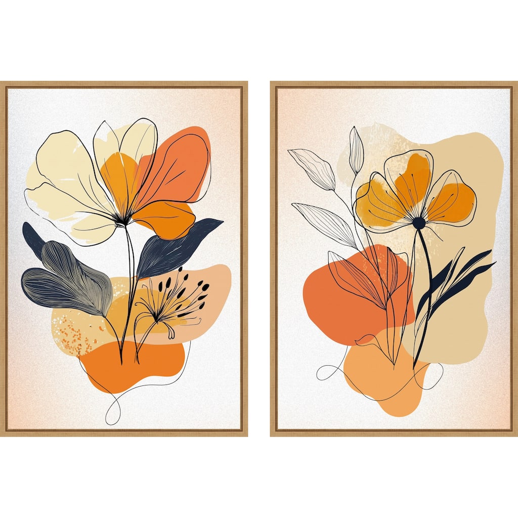 Amanti Art Ember Blooms No. 1 & 3 2 Piece by Sally Ann Moss Framed Canvas Wall Art