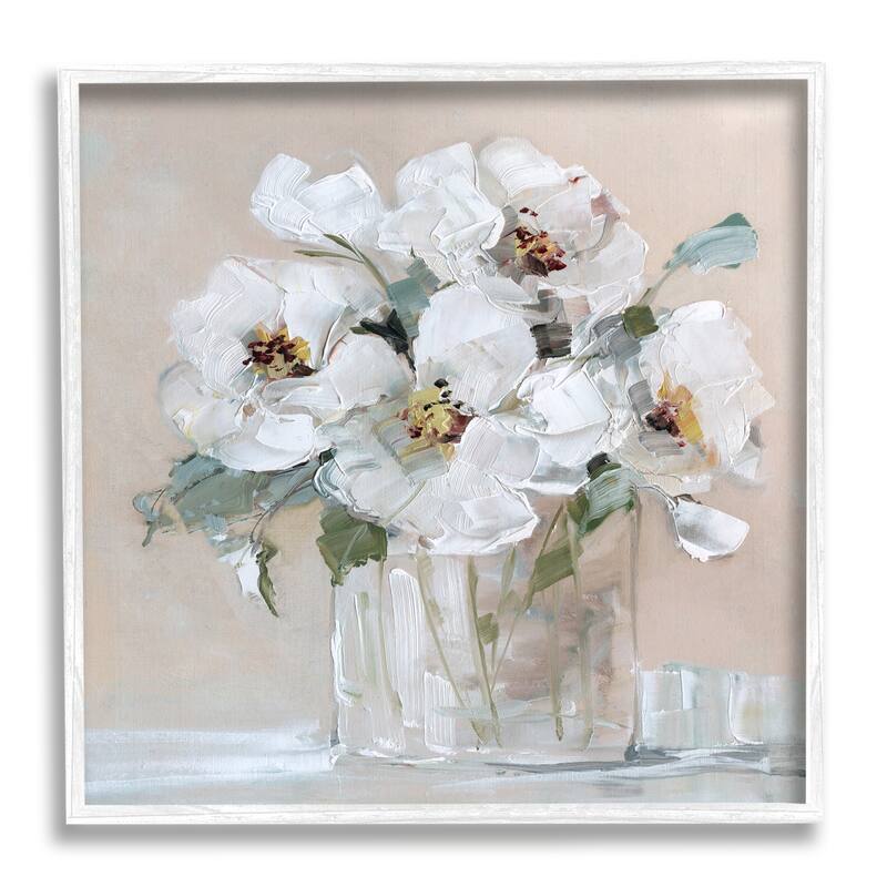 Stupell Traditional White Blooms Flower Arrangement Still Life Framed Wall Art, Design by Sally Swatland - 24 x 24 - White