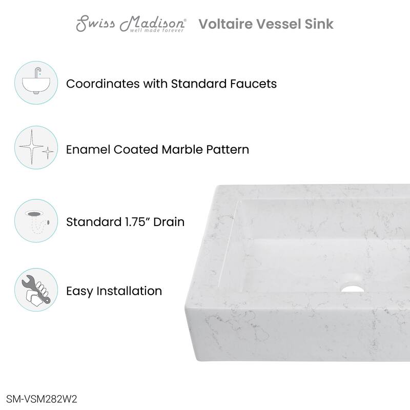 Swiss Madison Voltaire® Rectangular Ceramic Bathroom Vessel Sink