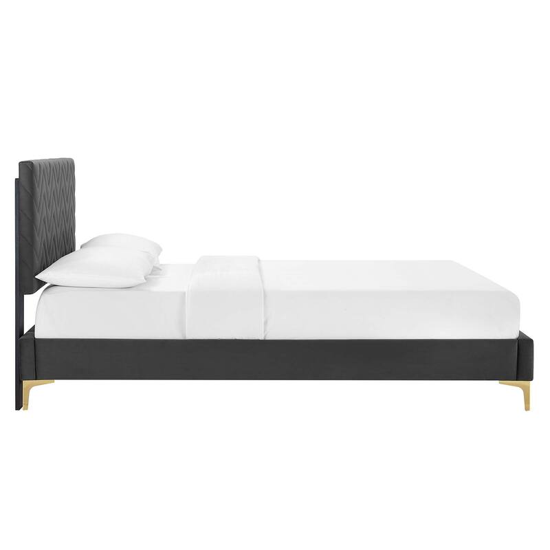 Leah Chevron Tufted Performance Velvet Queen Platform Bed