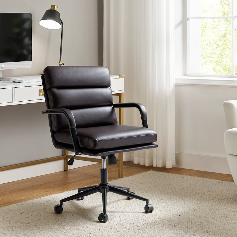 Joseph Modern Task Faux Leather Chair with Tilt Lock and Center Tilt by HULALA HOME - BROWN