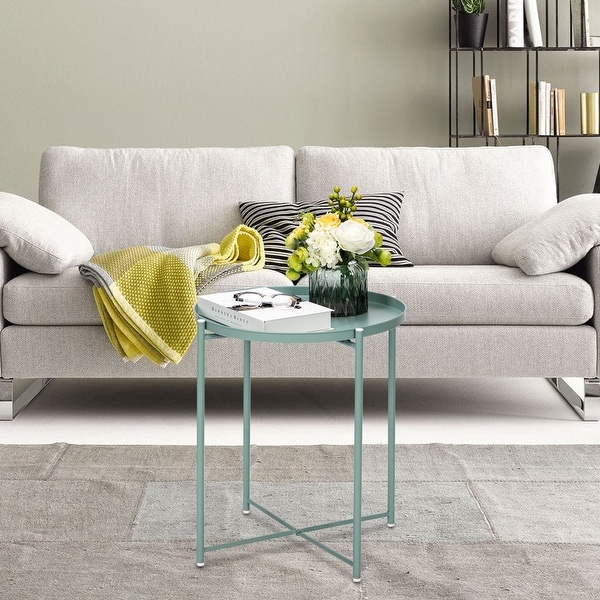 Round Metal Countertop Side Table Living Room End Table. Opens flyout.