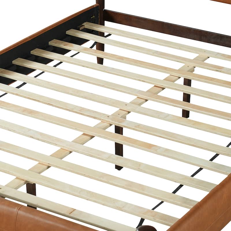 Christopher Knight Home - Sagemont PU Leather Upholstered Platform Bed with Tufted Headboard & Solid Wood Legs